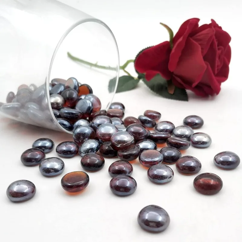 Flat Glass Marbles1 Pound Vase Filler Fire Pit Glass Pebbles for Indoor Plants Aquarium Fish Tank Decorations Home Decor Fire