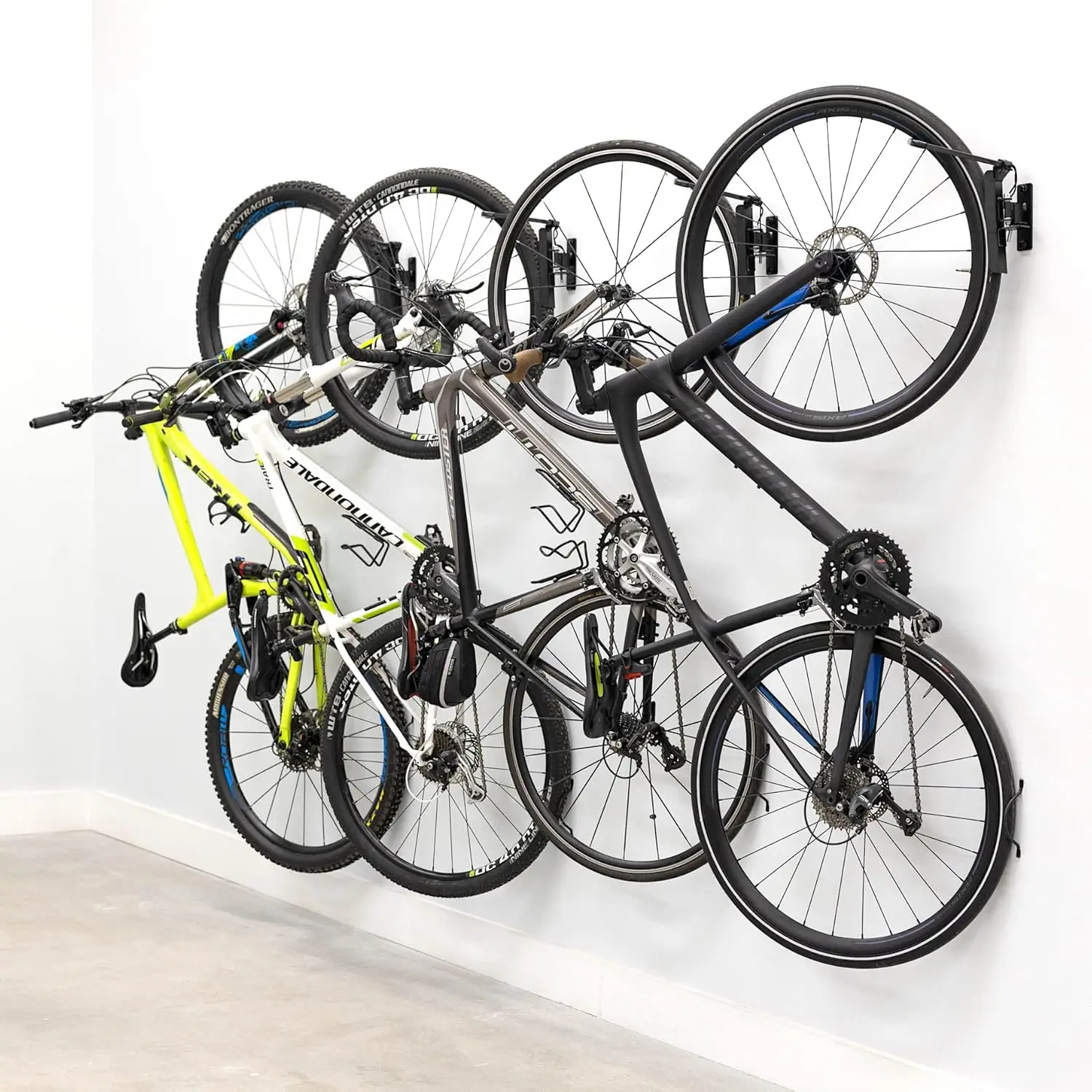 Swivel Bike Rack Garage, 4 Pack Wall Mount, Bike Storage Hooks, Space Saving Hangers