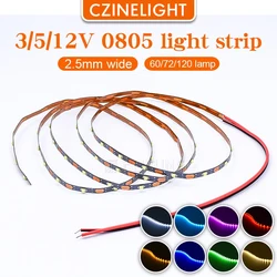 DC 12V 5V 3V Led Strip Thin 2.5mm Width White Red Blue Green Yellow Model Airplane Sand Table 0805 Led Decoration Strip Light