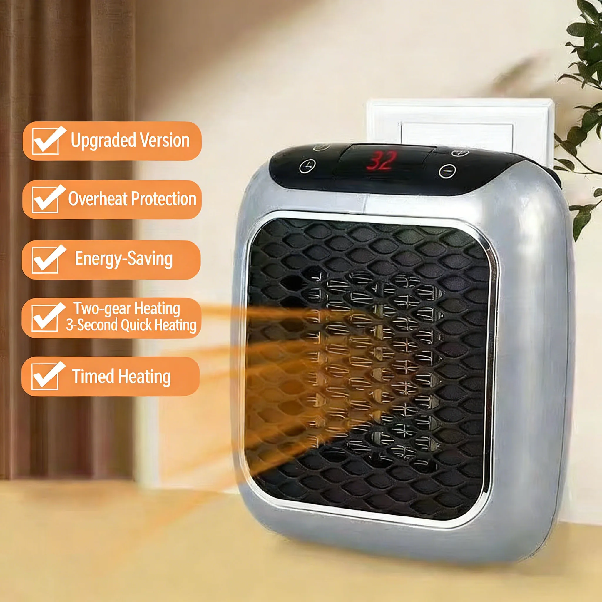 

Мини-нагреватель ЕС/США, 800 Вт для дома, небольшие вентиляторы для ванной комнаты, настенные керамические PTC с дистанционным управлением, бытовые