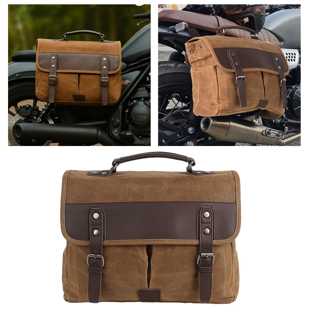 

Large Capacity Motorcycle Side Bag Waterproof For Sportster Softail Dyna Cruiser Universal Motorbike Vintage Tool Bags Luggage