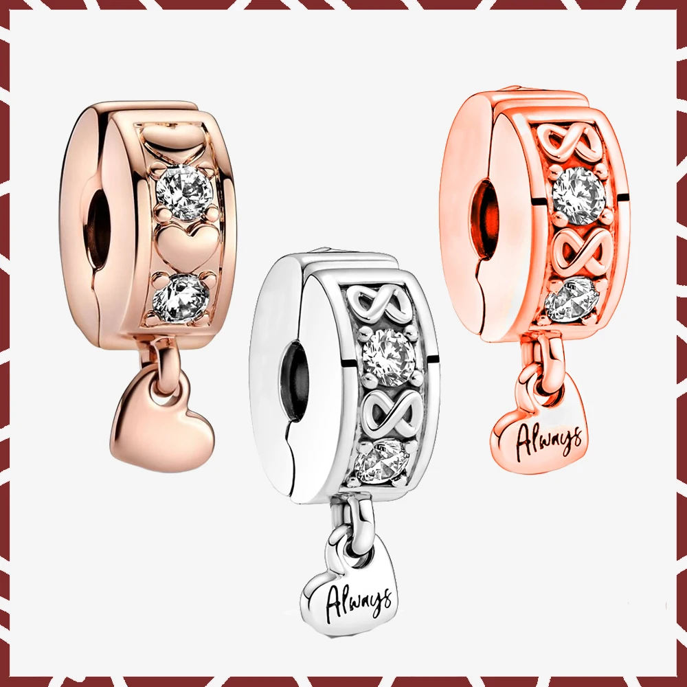 عيد الميلاد 925 الفضة الاسترليني الوردي Pavé كليب سحر سحر الخرز ل الخرز سوار الأصلي النساء المجوهرات DIY هدية