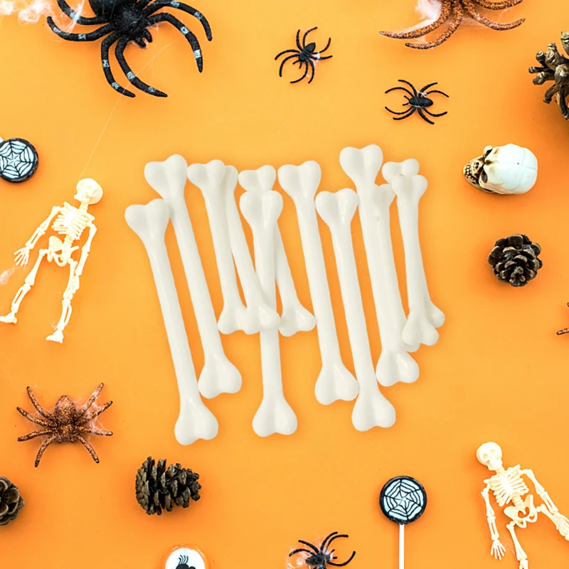 12pcs Plastic Mini Bones Simulation Of Human Plastic Skeleton Model Halloween Party Decor Supplies Props Kids Favor Creative Toy