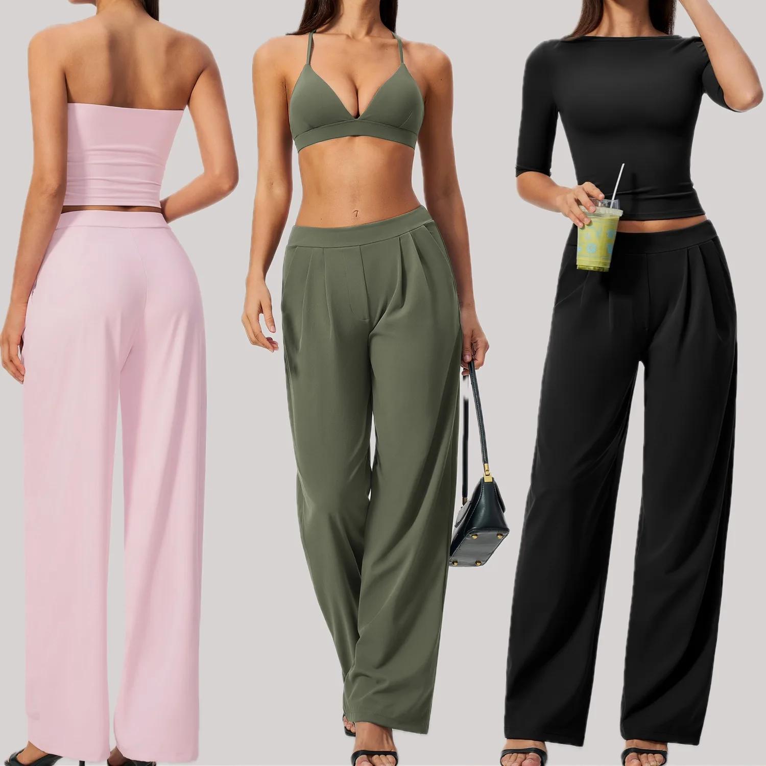 Yoga Set Women Pilates Quick Dry 2-Piece Set Tracksuits Fitness Suits Female Sexy Sport Strapless Crop Top Sport Set Workout Set
