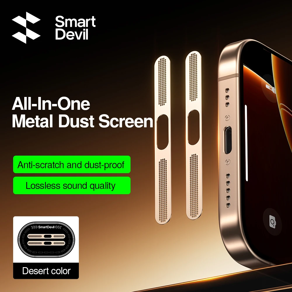 SmartDevil الغبار ملصق آيفون 16 برو ماكس 16Pro 15 14Pro الهاتف المتكلم الغبار ملصق شحن ميناء مكبر صوت معدني الغبار واقية