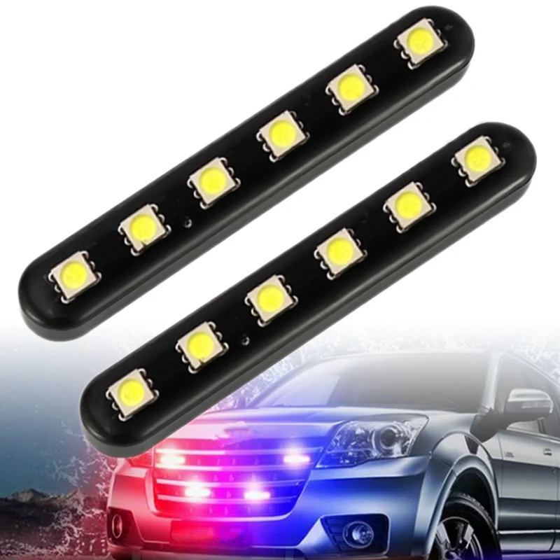 

12V LED Flashing Emergency Warning Lights Car Motorcycle Side Flashers 4 Colours 6LED Trailer Signal Lights Police Flashers