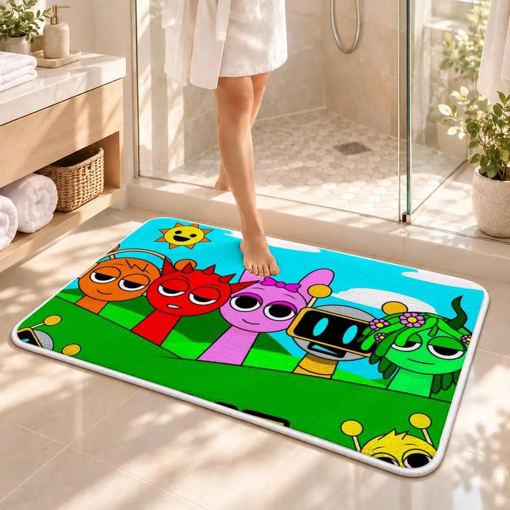 Game S-Sprunki Cute Floor Mat Flannel Rug Soft Non Slip Door Mat for  Bedroom Living Room Entryway Home Decor Gift