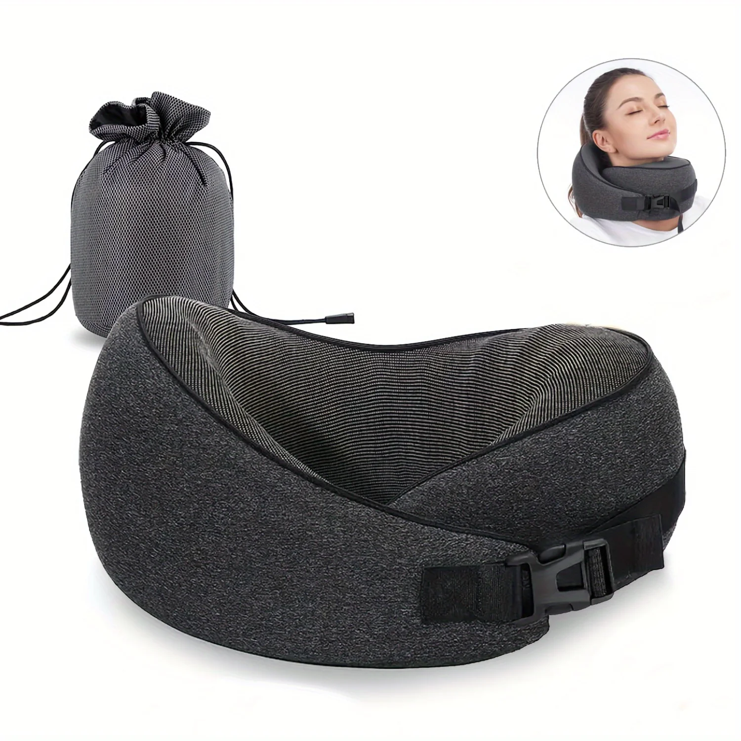 ComfortMax Travel Pillow - Premium Memory Foam Neck Support - ° Adjustable, Luxuriously Soft & Breathable - Machine Washable fo