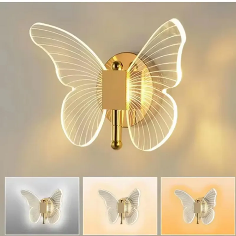 

Nordic Butterfly Wall Lamp Luxury Creative Master Bedroom Light Bedside For Net Red Modern Minimalist Living Room Tv Background
