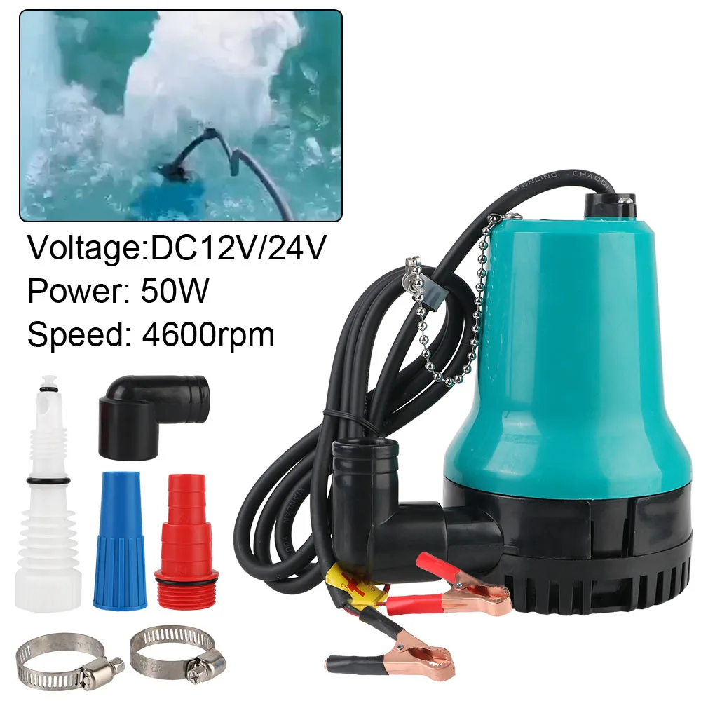 

Portable 4600RPM 50W for Household /Farming Marine Bilge Pump Bottom suction Submersible Water Pump DC 12V/24V Filter Fish Tank