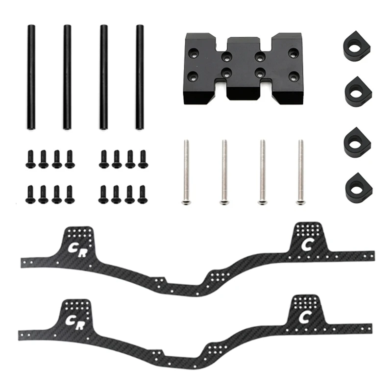 LCG Carbon Fiber Chassis Kit Frame Rail Skid Plate Body Post Mount For Axial SCX10 1/10 RC Crawler Car Parts