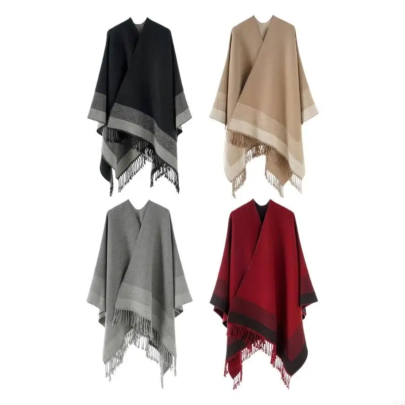 

Stylish Open Front Capelet for Casual Formal Wear Women’s Tassels Trimmed Shawl