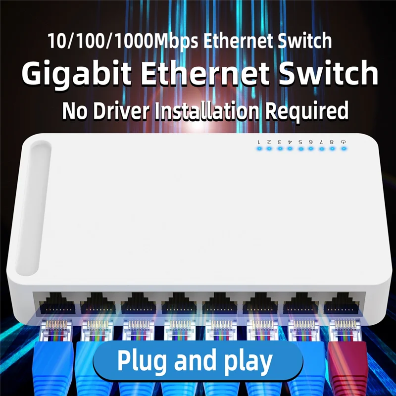 

Gigabit Switch 10/100/1000M Home Network Hub With Power Cable, Office Ethernet Splitter, Switch Hub EU PLUG