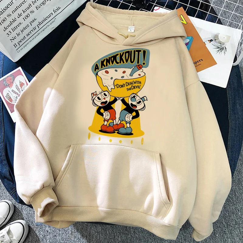 Cuphead Hoodies Men Hip Hop Graphic 2022 Harajuku Men Pullover Hoody Harajuku