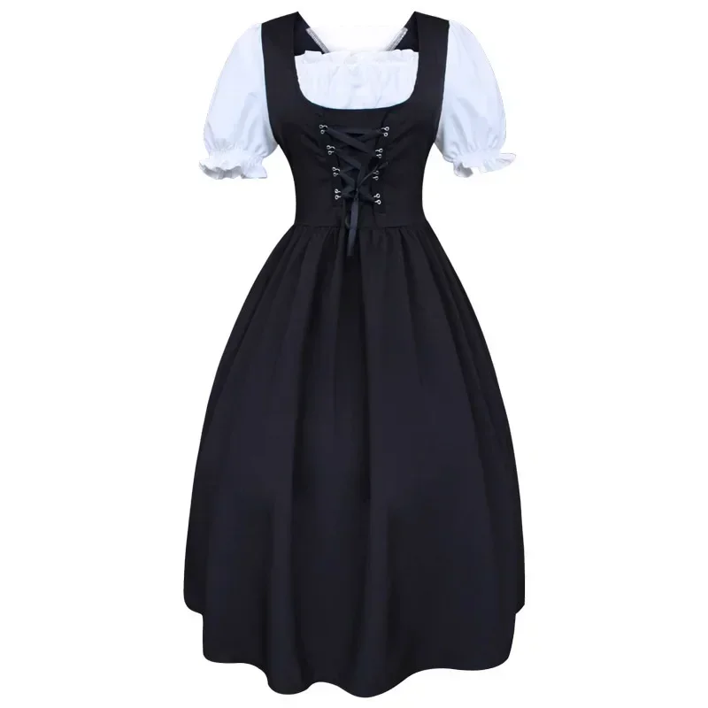 

S-5XL Medieval Dress Cosplay Costumes Renaissance High Waist Slim Stitching Dress Women Halloween Party Show Dresses