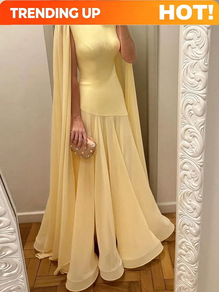 Fashion Patchwork Pleated Party Dress Casual Solid Color Swing Bridesmaid Dresses Ladies Standing Collar Hollow Mesh Long Dress