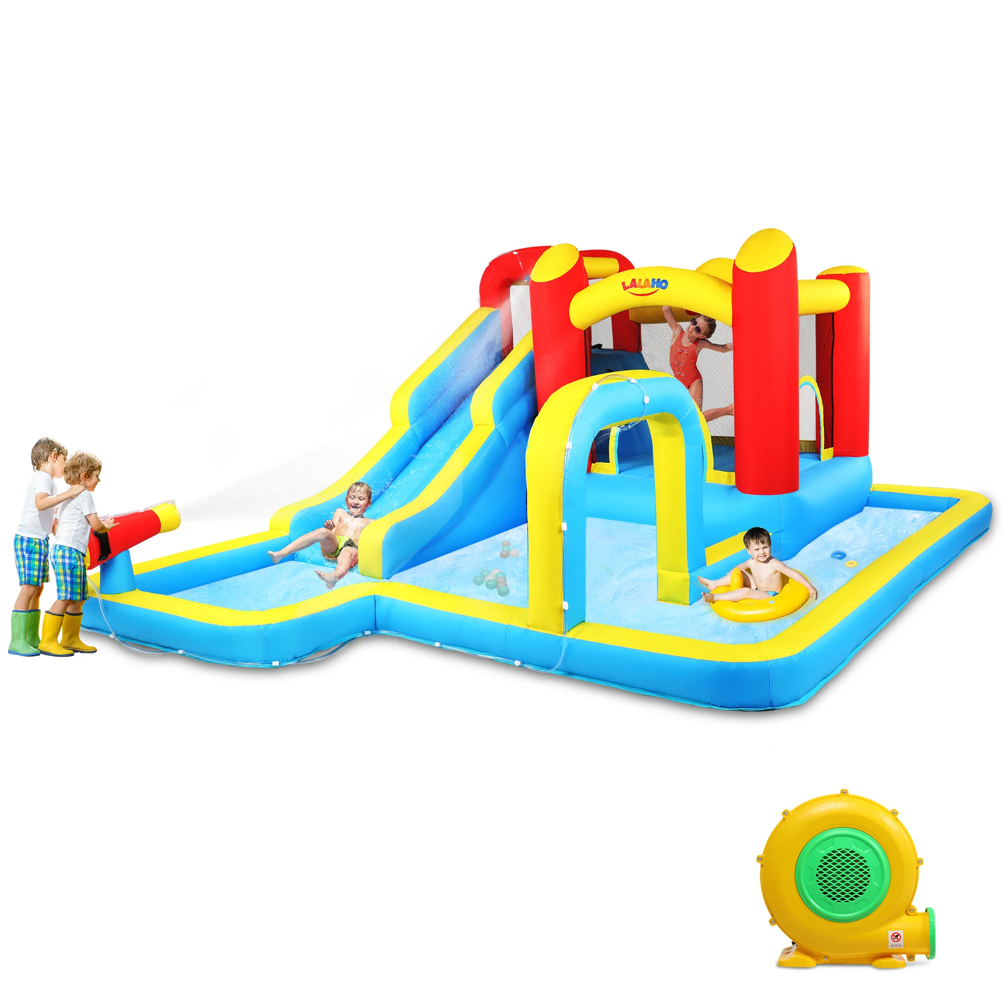 LALAHO 420D 840D Oxford cloth slide pool trampoline red yellow blue inflatable castle