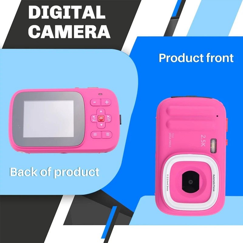 Ежедневная цифровая камера 72 МП, компактная камера для точечной и съемки 2,5 К, камера с автофокусом с 16-кратным зумом и Mp3 для детей