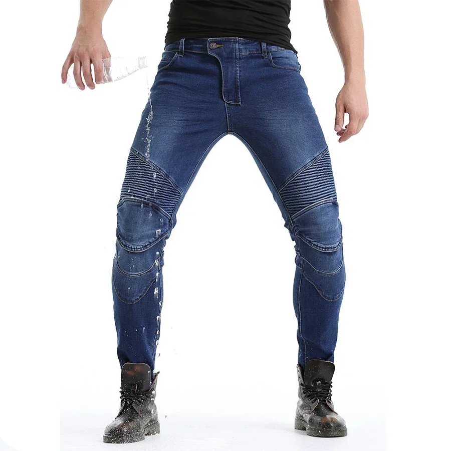 

Men's motorcycle jeans waterproof and rainproof new jeans with protective pad to protect the knees and hips. Safety jeans