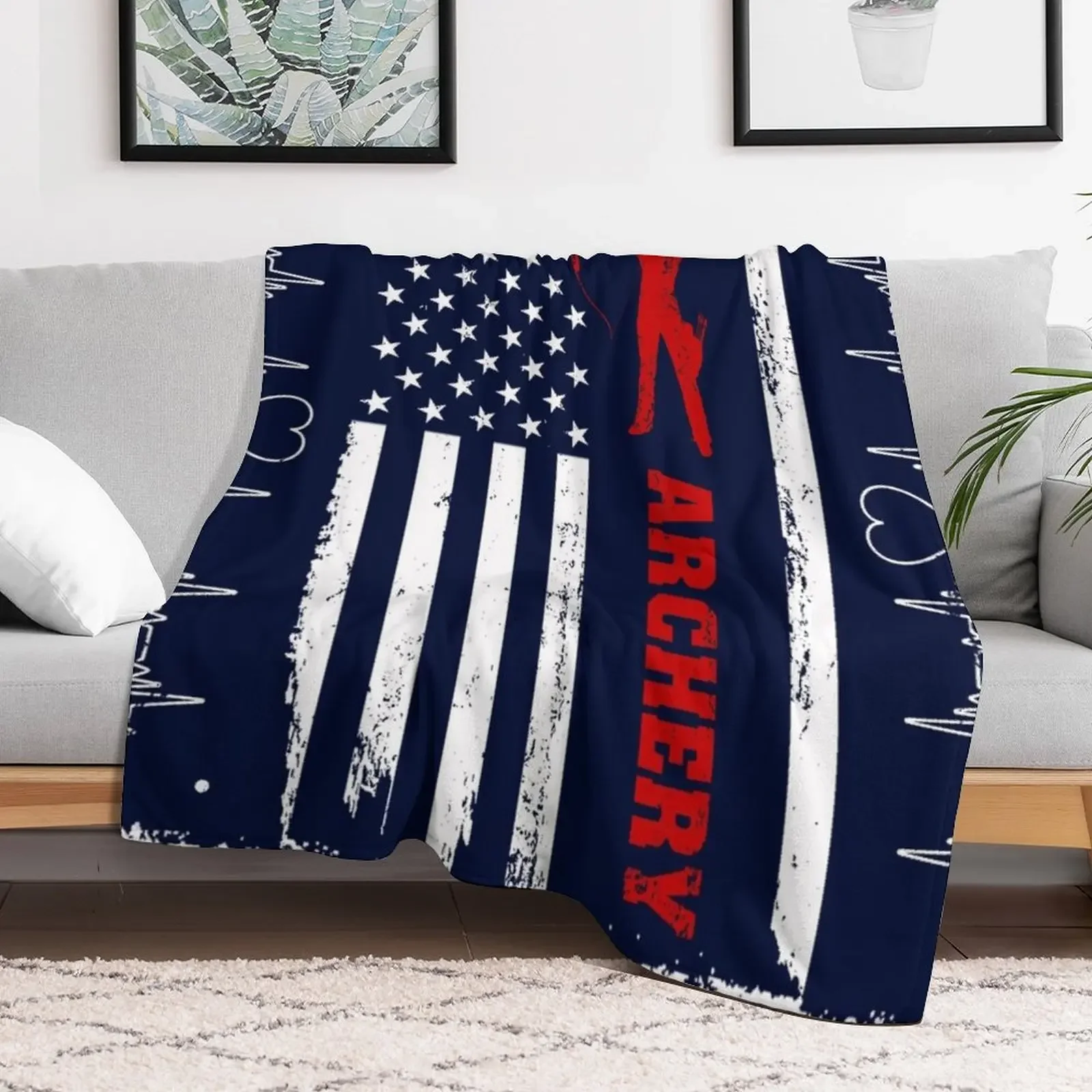 Archery America Flag Throw Blanket Plush halloween Blankets