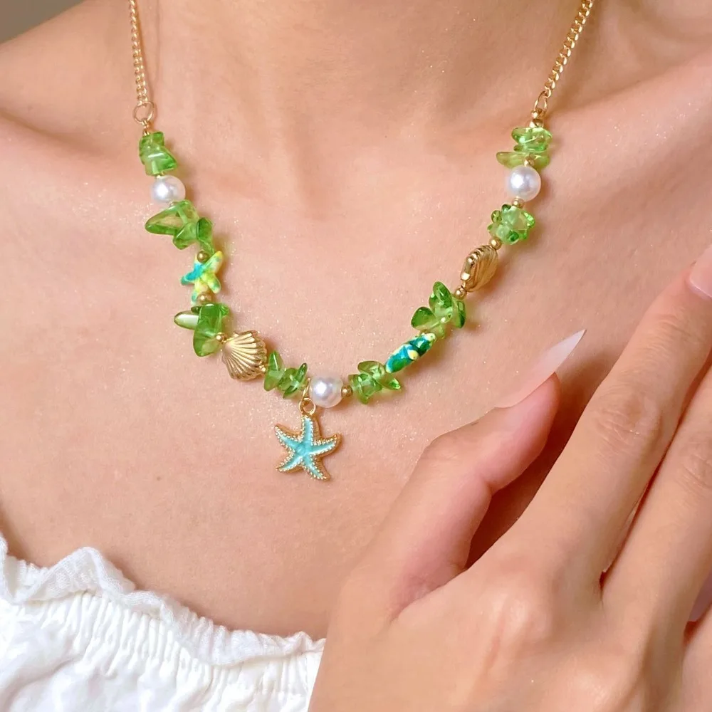 جديد شل قلادة شاطئ البحر نمط البحر ستار الخرز سلسلة عنق اليدوية البوهيمي مجوهرات اكسسوارات الصيف