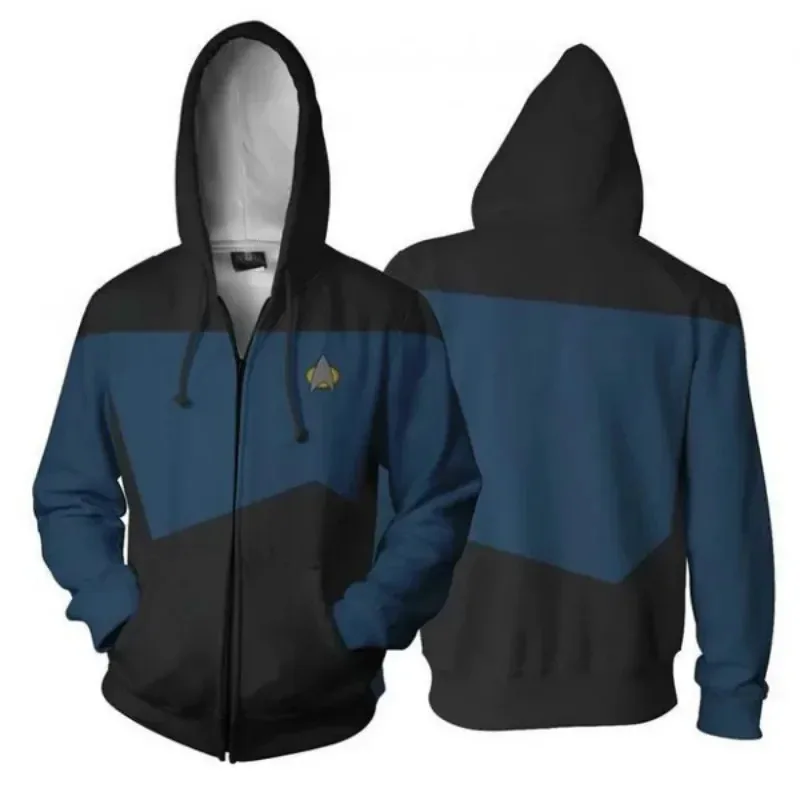 2025aaa StarTreks Halloween Kostuum Kapitein TNG De Volgende Generatie Hoodies Rood Geel Blauw Jasje Man Vrouwen Top Uniform f