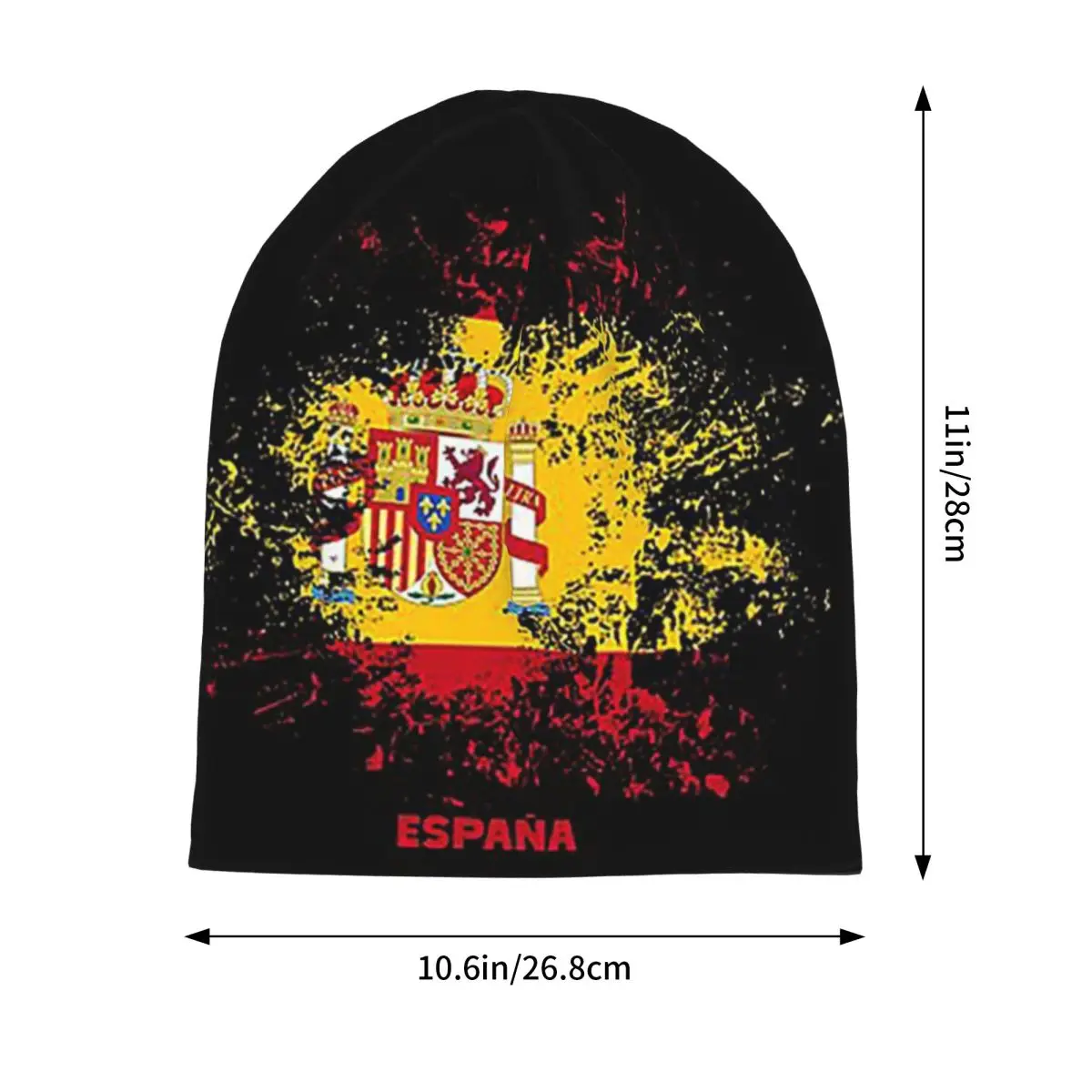 Spain Watercolor Spaniard Flag Spanish Outfit Warm Knitted Cap Hip Hop Bonnet Hat Autumn Winter Beanies Hats for Men Women Adult