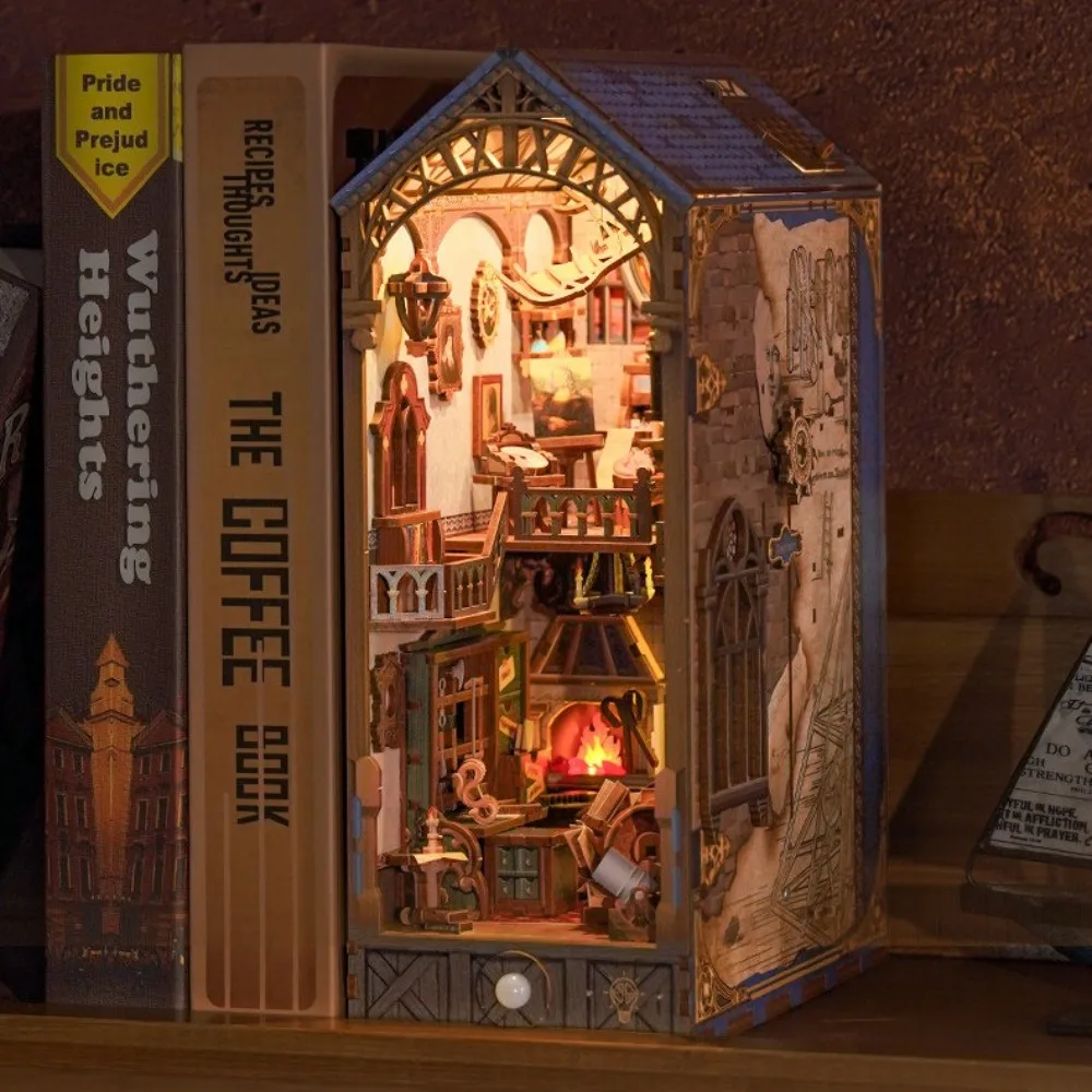 Tonecheer Building Blocks DIY Book Nook Wooden Puzzle Bookend Diorama Model Kit Dollhouse Decoration Toys Birthday Surprise Gift