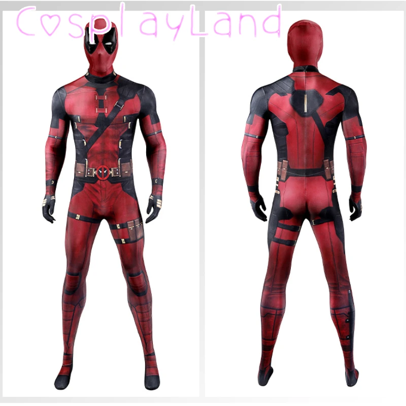 New Movie DP3 Wade Winston Cosplay Costume Red Suit Printing Zentai Bodysuit For Men Jumpsuit Carnival Halloween Outfit