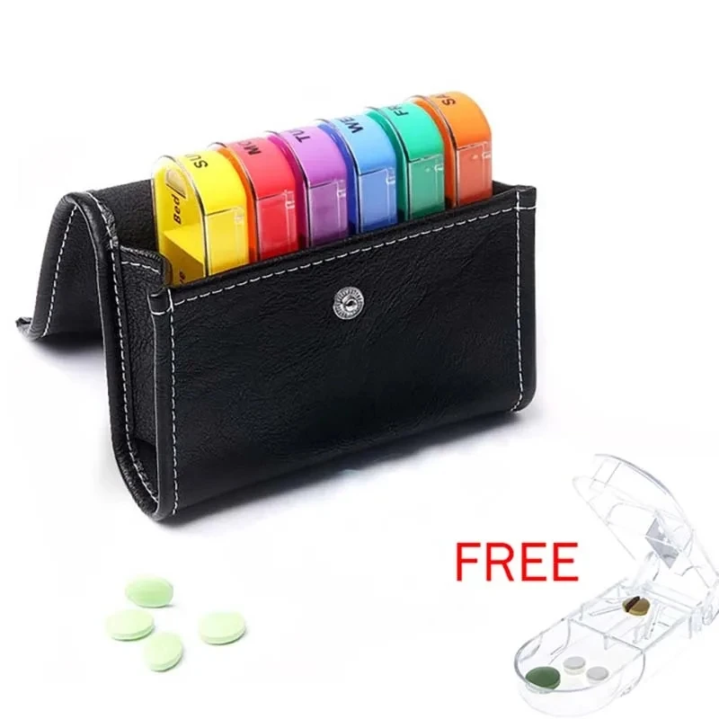 7-day pill storage bag, portable medicine storage and packaging box for outdoor travel, pill cutter