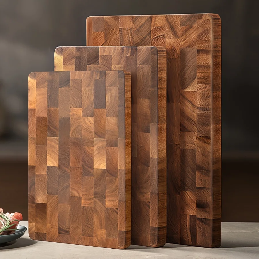 1pc Large Wood Board - Heavy-Duty Wood Grain Chopping Board, Large Leaf Camellia Tree Wood  for Meat, Cheese, Vegetables, Bread