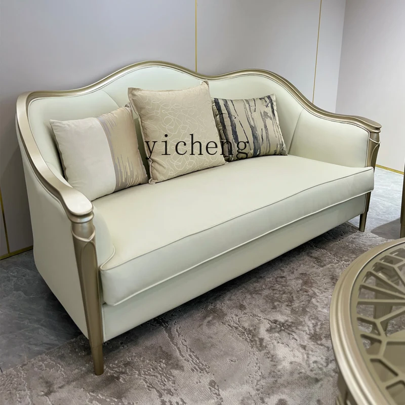 

ZYA Light Luxury Solid Wood Sofa Living Room Simple Modern Genuine Leather Sofa Set All Solid Wood