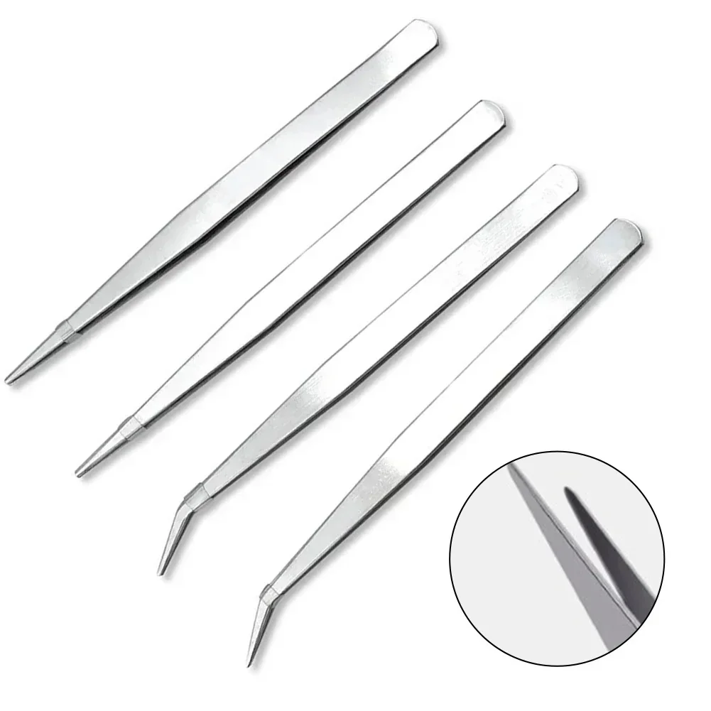 125mm Stainless Steel Handmade Tweezers Straight Head Elbow Watch Repair Tools Anti-static Tweezers Watchmaker Repair Tools