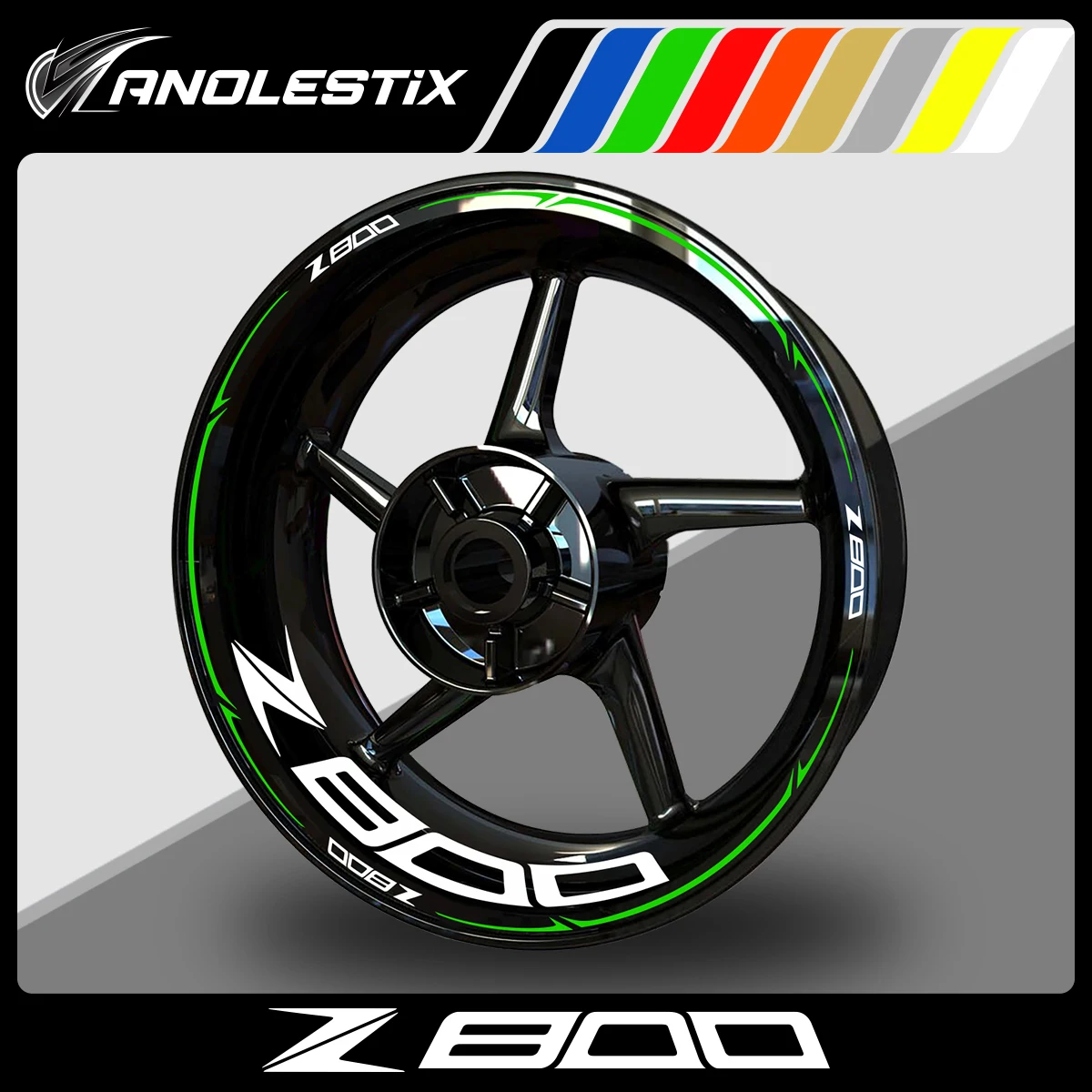 

AnoleStix Reflective Motorcycle Wheel Sticker Hub Decal Rim Stripe Tape For Kawasaki Z800