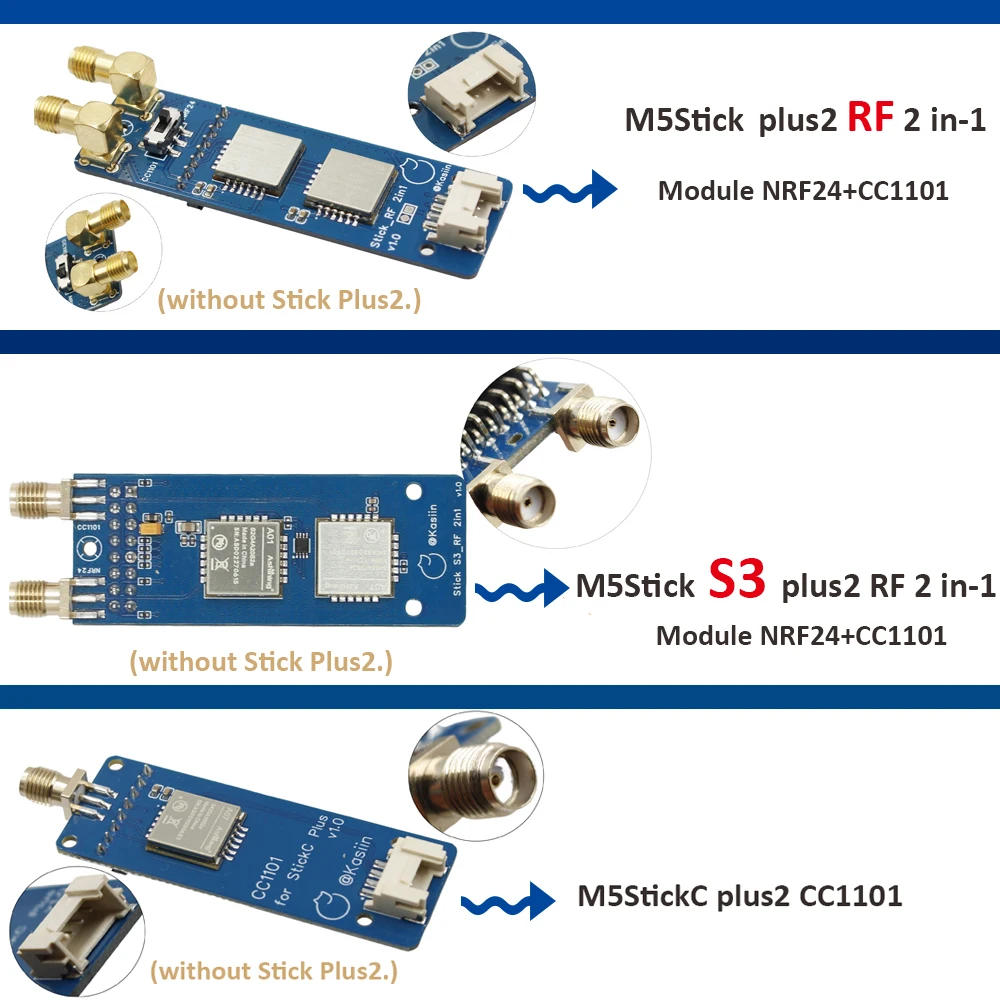 M5Stick S3 Plus2 RF 2 in-1 Module NRF24+CC1101 /CC1101 / StickC_RF 2in1 Optional Apply To StickC Plus2 Works With Bruce Firmware