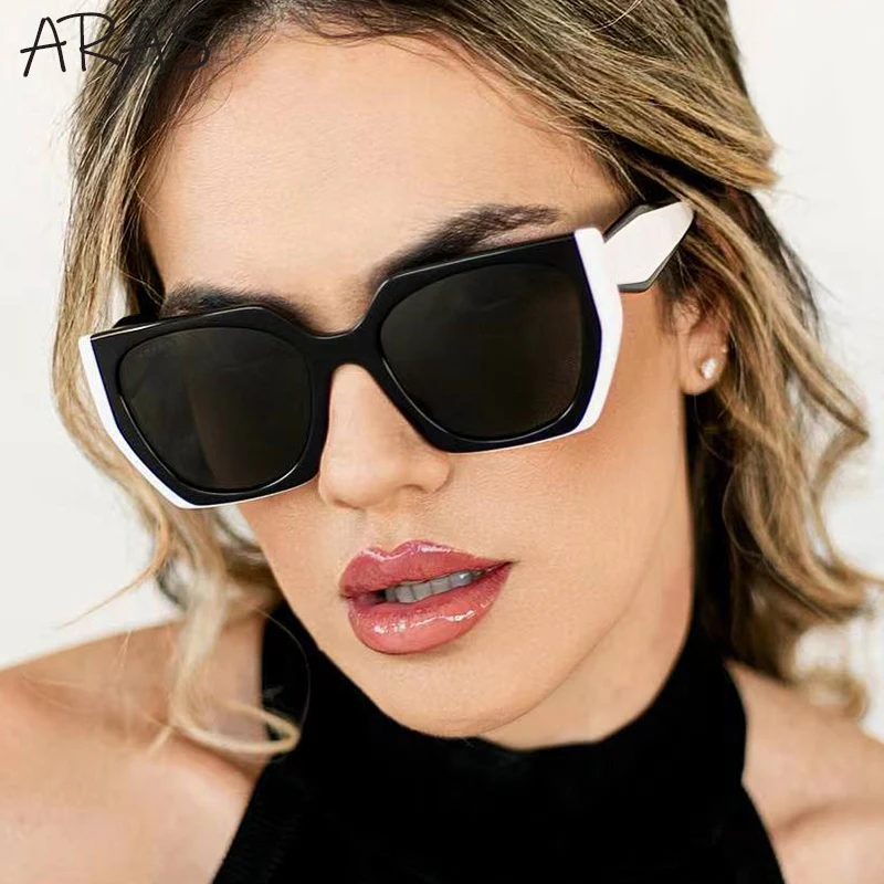 Gafas de sol cuadradas de gran tamaño con forma de ojo de gato para hombre y mujer, montura grande, marca de lujo, tendencia polígono, Retro, UV400,