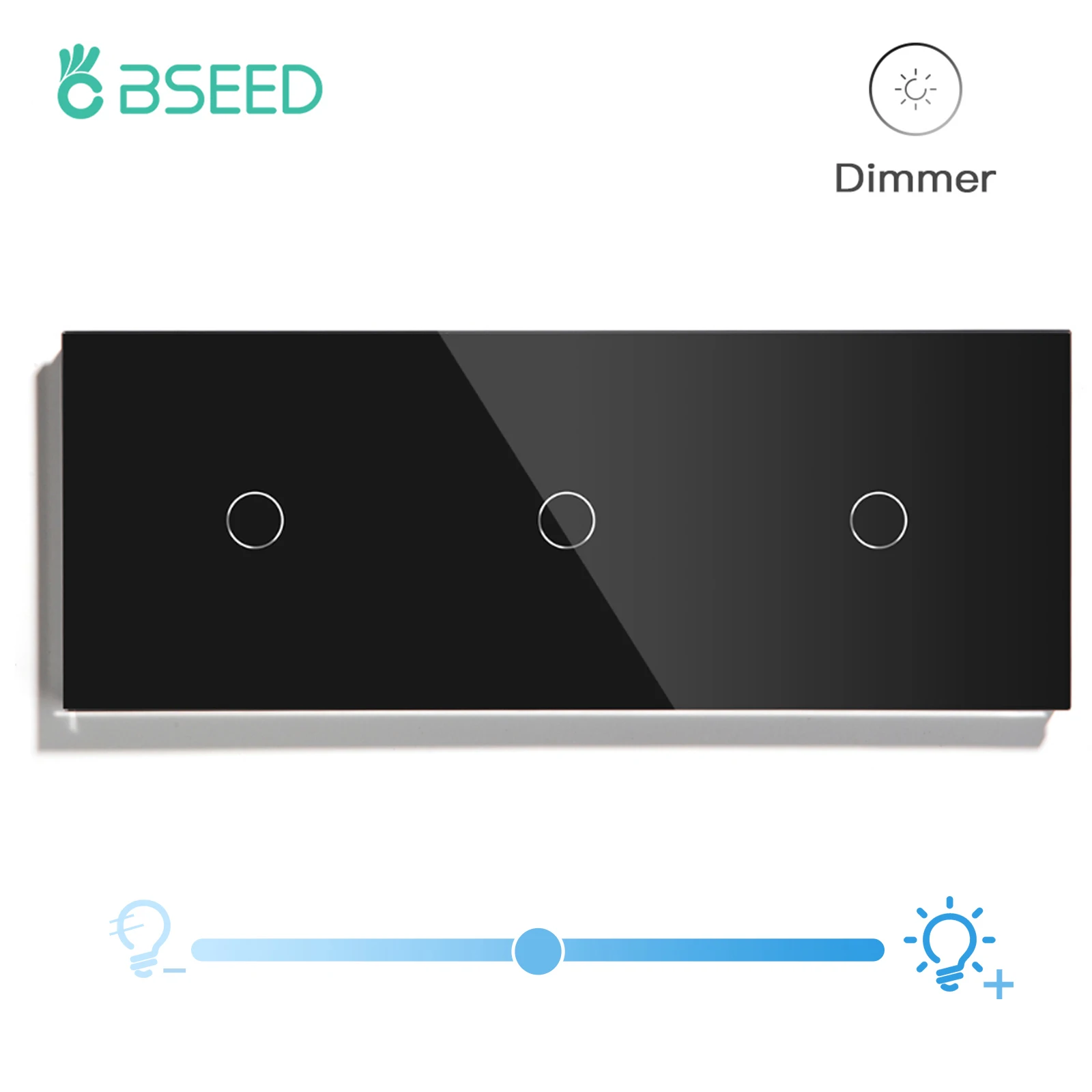 BSEED Dimmer Lichtschakelaar 1Gang 1Way Led Dimmer 220V Muur Touch Lichtschakelaar Kristallen Glazen Paneel Blauwe achtergrondverlichting Geheugenfunctie