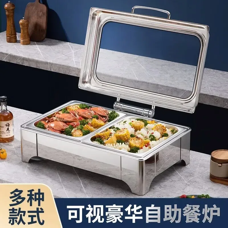 

American Buffet Stove Buffy Tableware Hotel Insulation Stove Breakfast Stove A Set of Visual Electric Heating Flip Cover