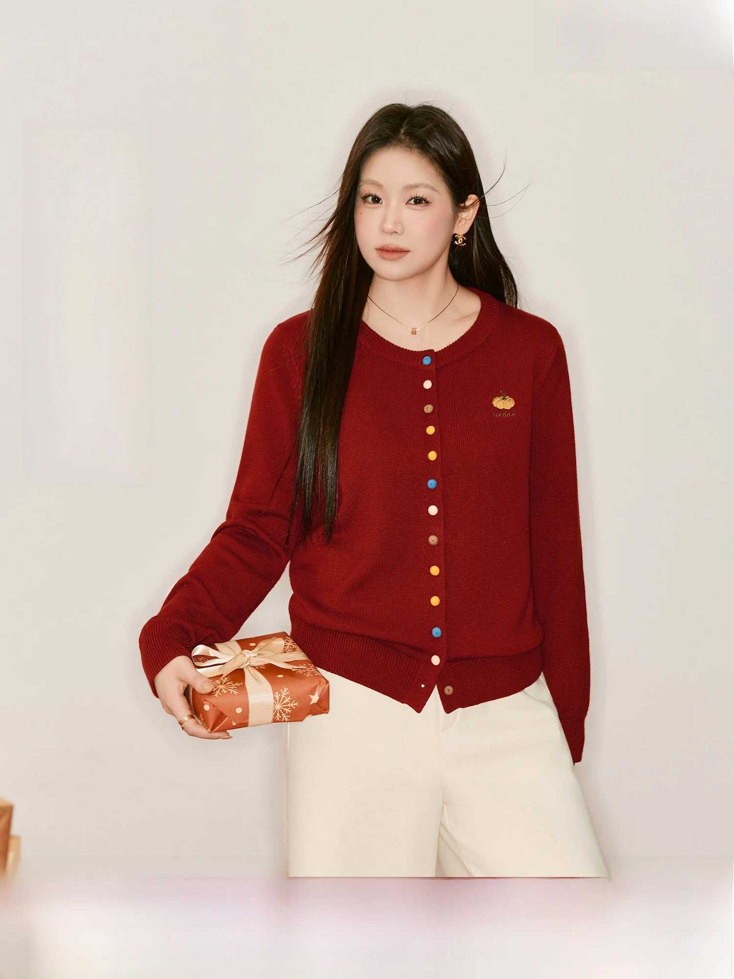 

Синий язык, большой размер, женский красный теплый вязаный свитер Cisas, мягкий зимний новый вязаный открытый кардиган