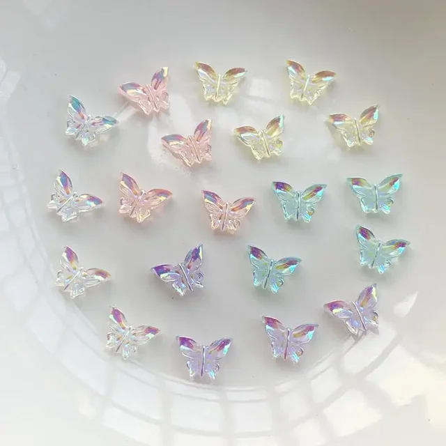 50 sztuk/partia AB kolor kryształ motyl żywica mieszkanie powrót ozdoba do paznokci kolczyki akcesoria DIY materiały do tworzenia biżuterii