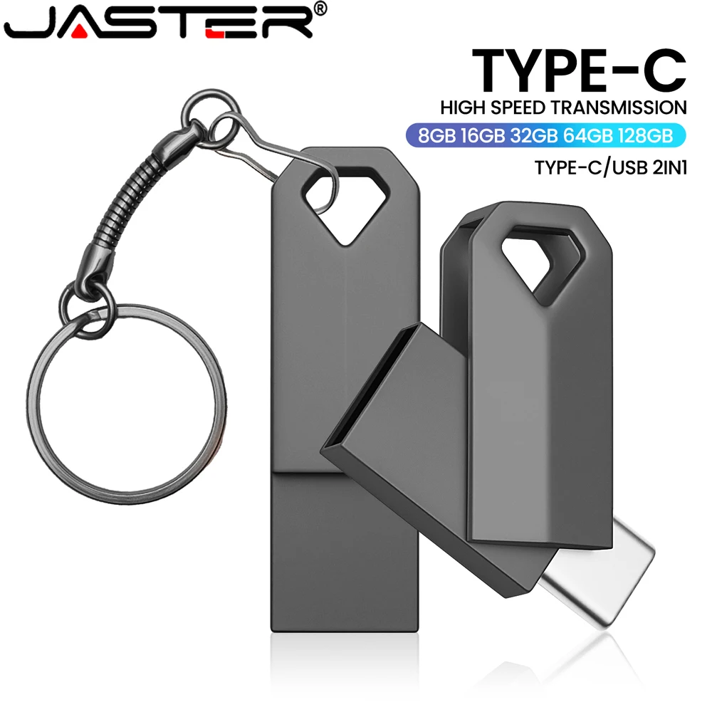 TYPE-C Metal USB Flash Drive USB-C Pen Drive Free Custom Logo Memory Stick Pendrive Storage Device Cle USB Stick 128GB 64GB 32GB