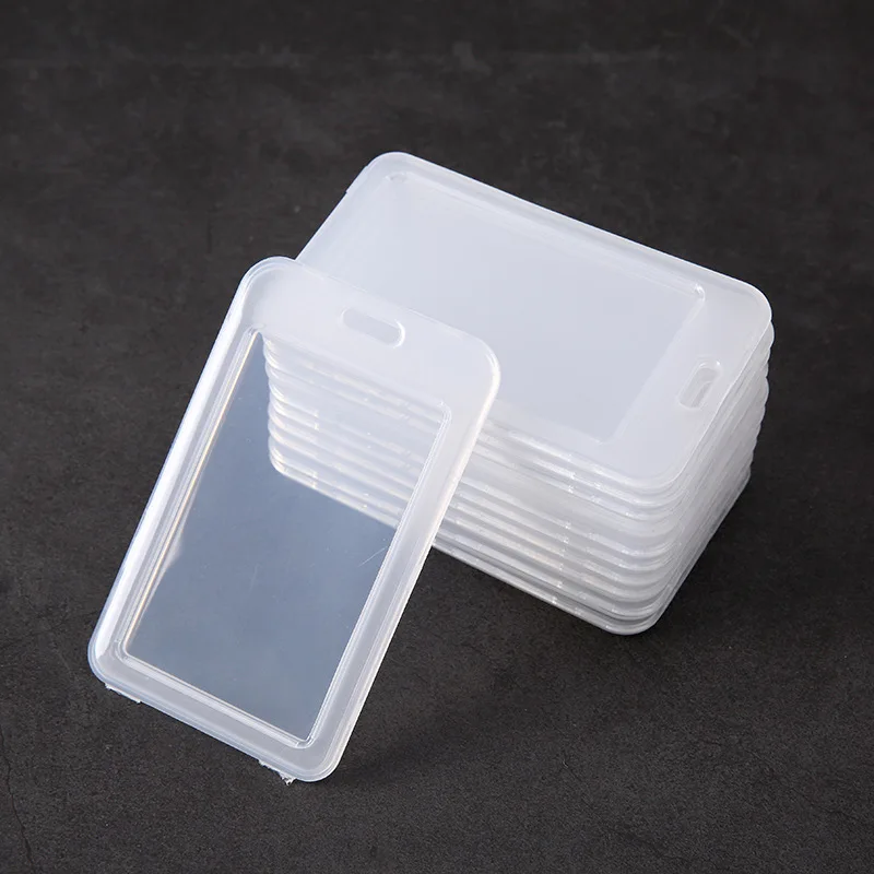 JCAC 10pcs Clear Candy Color ID Card Holder, Student Bus Pass Access Badge Sleeve