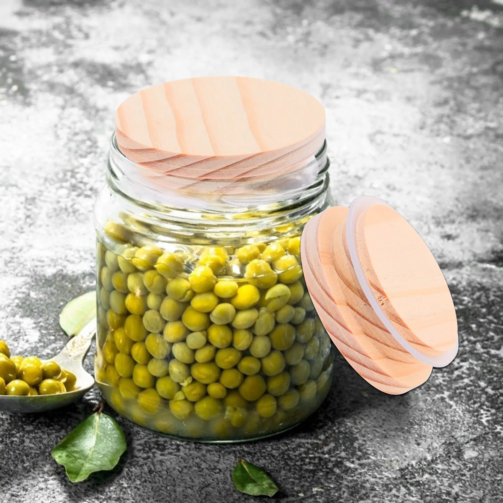 

5Pcs Pine Wood Lids for Jars and Bottles Sealed Covers Natural Warm Color Reusable Smooth Texture Long-Lasting