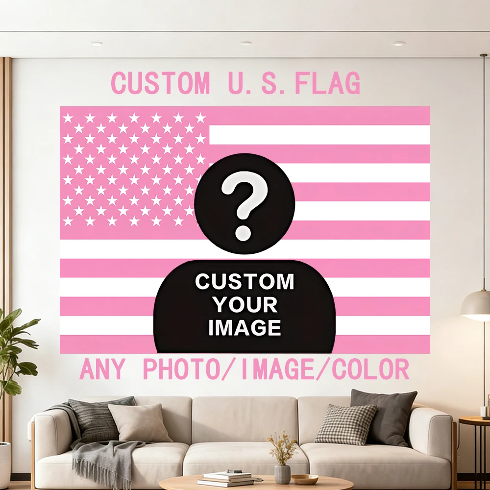 Home Decor Png - Custom USA PINK Flag Banner Print