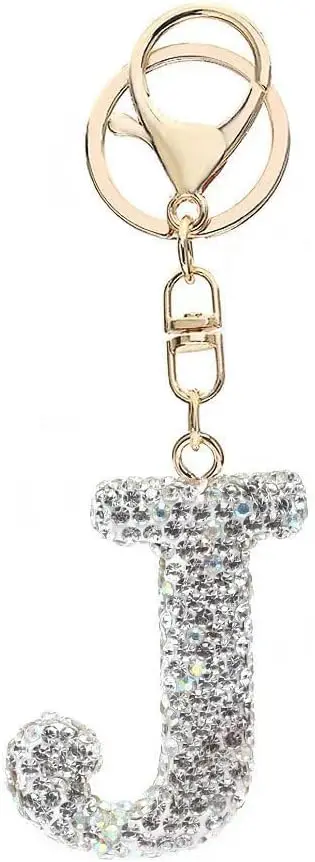

26 Letter Sparkling Crystal Keychain for Women Customized Initial Charm for Bag Purse Accessory Gift