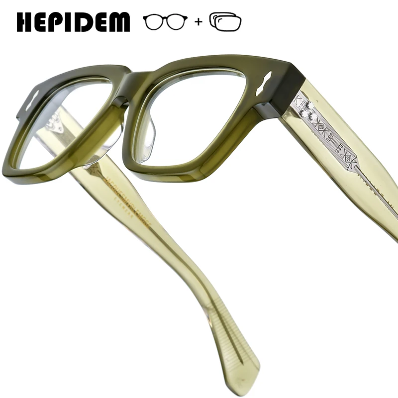

HEPIDEM Progressive Prescription Glasses Anti Blue Myopia Optical Lens Eyewear Men Acetate Square Eyeglasses Jmm FELLI