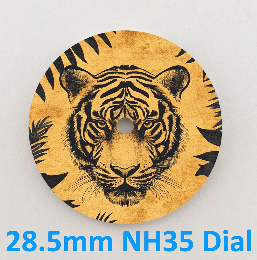 Mostrador nh35 de 28.5mm, mostrador nh36, série tigre, mostrador de alta qualidade, logotipo personalizado, adequado para movimento nh35/36, acessório de relógio