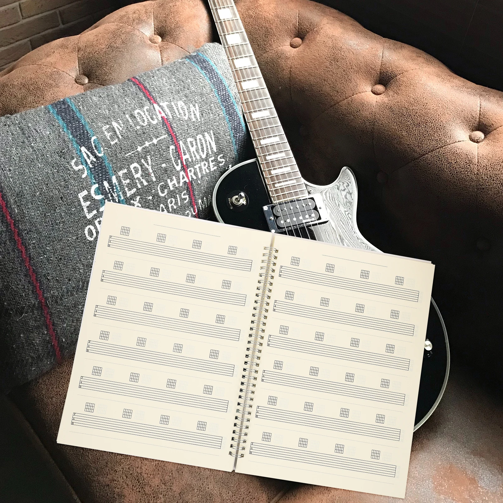 Six- Book Music Notebook Guitar Tablature A4 Size Portable PP Cover Sheet Music Practice Book for Original Song sheet music book