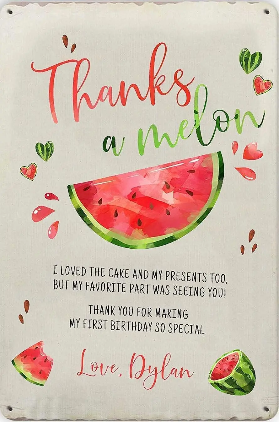 Youpinnong Thanks A Melon Vintage Metal Signs Posters Watermelon Retro Poster Wall Art for Room Bathroom Club Restaurant Wa sign