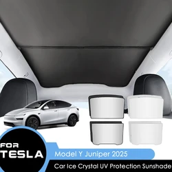 For Tesla Model Y Juniper 2025 New Upgrade Ice Cloth Buckle Sun Shades Sun Roof Sunshade Front Rear Sunroof Skylight Accessories